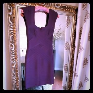 Herve Leger purple bandage dress with cap sleeves